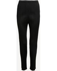 Pleats Please Issey Miyake - Women's Slim Fit Pleated Black Trousers 5 - Lyst