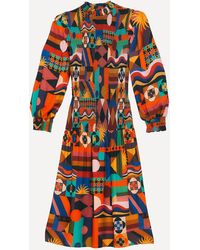 FARM Rio - Women's Tropical Shapes Multicolour Smocked Midi-dress Xs - Lyst