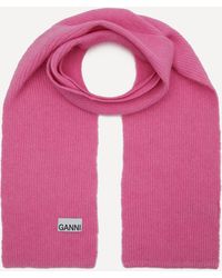 Ganni - Women's Logo Patch Knit Scarf One Size - Lyst