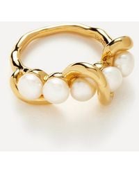 Missoma - 18Ct-Plated Vermeil Molten Pearl Twisted Ring - Lyst