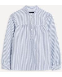 A.P.C. Loula Collarless Striped Shirt - Blue