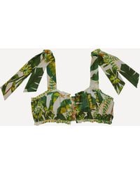 FARM Rio - Women's Tropical Forest Off-white Knot Crop-top Xs - Lyst