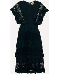 FARM Rio - Women's Black Richelieu Midi-dress Xs - Lyst