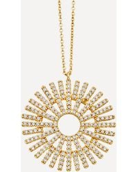 Astley Clarke 14ct Gold Large Rising Sun Diamond Pendant Necklace - Metallic