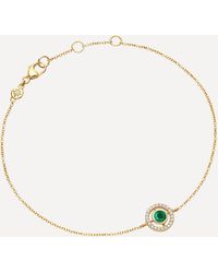 Astley Clarke 14ct Gold Mini Icon Aura Emerald And Diamond Bracelet - Metallic