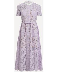 Self-Portrait - Lace Button Midi Dress - Lyst