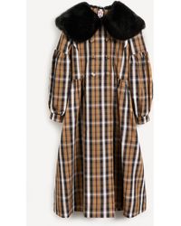 Shrimps Jacques Checked Faux Fur-trimmed Coat - Multicolour