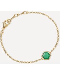 Astley Clarke 18ct Gold Plated Vermeil Silver Deco Green Agate Bracelet - Metallic