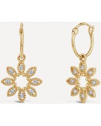 Dinny Hall - 14ct Gold Diamond Jasmine Flower Drop Hoop Earrings - Lyst