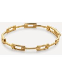 Monica Vinader - 18Ct-Plated Vermeil Signature Link Skinny Bangle Bracelet - Lyst