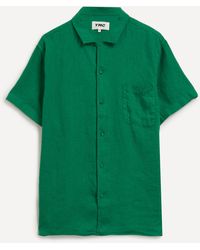 YMC - Mens Malick Green Linen Short-sleeve Shirt - Lyst