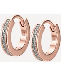 Monica Vinader Rose Gold Plated Vermeil Silver Skinny Diamond Huggie Hoop Earrings - Metallic