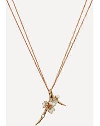 Shaun Leane - Rose Gold Plated Vermeil Silver Diamond And Pearl Cherry Blossom Branch Pendant Necklace One Size - Lyst