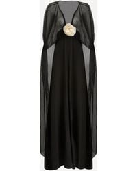 BERNADETTE - Women's Delphine Floral Applique Point D'esprit Silk Crepe De Chine Gown 12 - Lyst