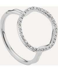 Monica Vinader Silver Riva Diamond Circle Ring - Metallic