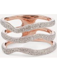 Monica Vinader - Rose Gold Plated Vermeil Silver Riva Diamond Wave Triple Band Ring - Lyst