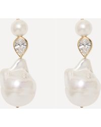 Completedworks 14ct Gold-plated Freshwater Pearl And Crystal Drop Earrings - Multicolour