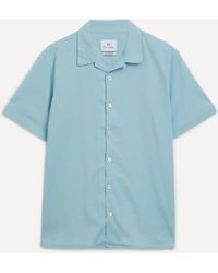 PS by Paul Smith - Mens Blue Cotton Seersucker Short-sleeve Shirt - Lyst