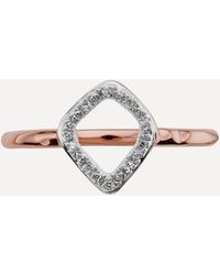 Monica Vinader - Rose Gold Plated Vermeil Silver Riva Mini Kite Diamond Stacking Ring - Lyst