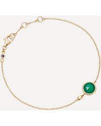 Astley Clarke Gold Plated Vermeil Silver Stilla Green Onyx Fine Chain Bracelet - Metallic