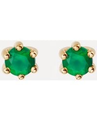 Astley Clarke Gold Plated Vermeil Silver Linia Green Onyx Stud Earrings - Metallic