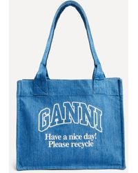 Ganni - Women's Large Easy Shopper Denim Bag One Size - Lyst