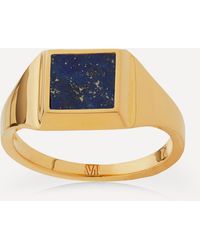 Monica Vinader - 18ct Gold Plated Vermeil Silver Signature Lapis Signet Ring - Lyst