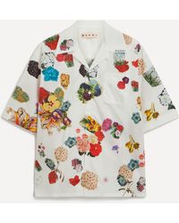 Marni - Mens Flower Print White Poplin Bowling Shirt 36/46 - Lyst
