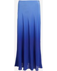 RIXO London - Women's Kelly Ombre Blue Silk Skirt - Lyst