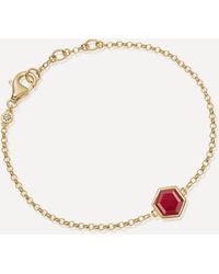 Astley Clarke 18ct Gold Plated Vermeil Silver Deco Red Agate Bracelet - Metallic
