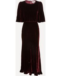 Saloni - Women's Vida Burgundy Velvet Dress 8 - Lyst