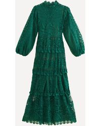 FARM Rio - Women's Dark Green Guipure Maxi-dress - Lyst