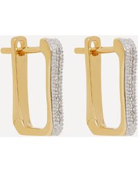 Monica Vinader - Gold Plated Vermeil Silver Alta Capture Diamond Huggie Hoop Earrings - Lyst