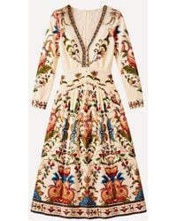 FARM Rio - Majestic Hearts Long-Sleeve Midi Dress - Lyst