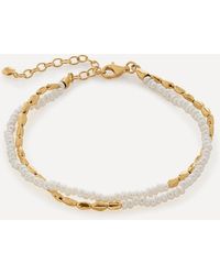 Monica Vinader - 18ct Gold-plated Vermeil Silver Mini Nugget Pearl Beaded Bracelet - Lyst