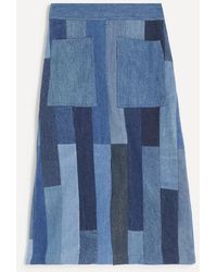E.L.V. Denim - Gaby Patchwork Denim Midi Skirt - Lyst