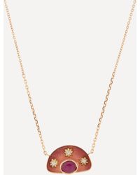 Brooke Gregson - 18ct Gold Stargaze Ruby And Diamond Enamel Pendant Necklace - Lyst