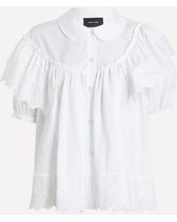 Simone Rocha - Cropped Puff-Sleeve Ruffle Frill Shirt - Lyst