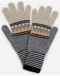 Quinton-chadwick Waves Fair Isle Wool Gloves - Gray