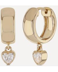 Roxanne First - 14Ct Diamond Everyday Heart Drop Hoop Earrings - Lyst