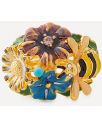 Kenneth Jay Lane - 22Ct-Plated Multicoloured Flower Adjustable Ring - Lyst
