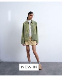 TOPSHOP - Faux Leather Patchwork Suede Zip Jacket - Lyst