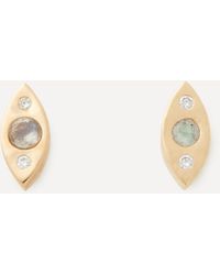 Melissa Joy Manning - 14ct Gold Mini Diamond And Quartz Stud Earrings One Size - Lyst
