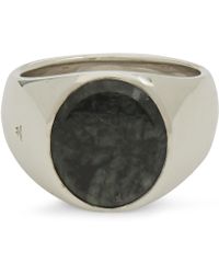 Tom Wood Green Marble Oval Ring - Metallic
