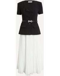 Self-Portrait - Tailored Contrast Chiffon Midi Dress - Lyst