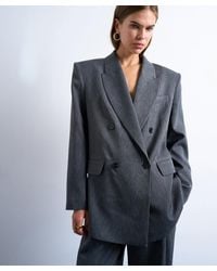 TOPSHOP - 80S Double-Breasted Oversized Suit Blazer - Lyst