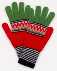 Quinton-chadwick Waves Fair Isle Wool Gloves - Red