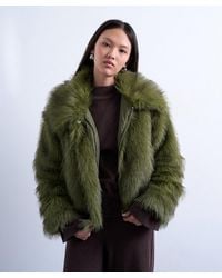 TOPSHOP - Faux Fur Zip Thru Bomber Jacket - Lyst