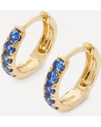 Andrea Fohrman - 14ct Gold Blue Sapphire Pave Huggie Hoop Earrings One Size - Lyst