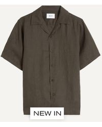 NN07 - Julio Open Collar Linen Shirt - Lyst